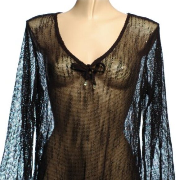 Dotti Black Sparkle Mesh Swimsuit Coverup - S - NEW - Picture 2 of 7